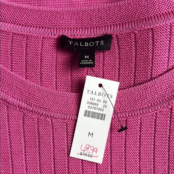 Talbots Button Detail Sweater Mixed Stitch in Pink - M - Picture 6 of 7